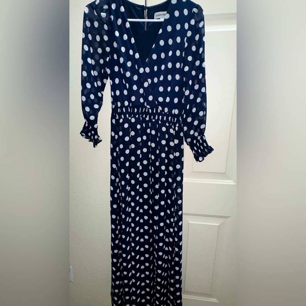 Navy polka dotted dress